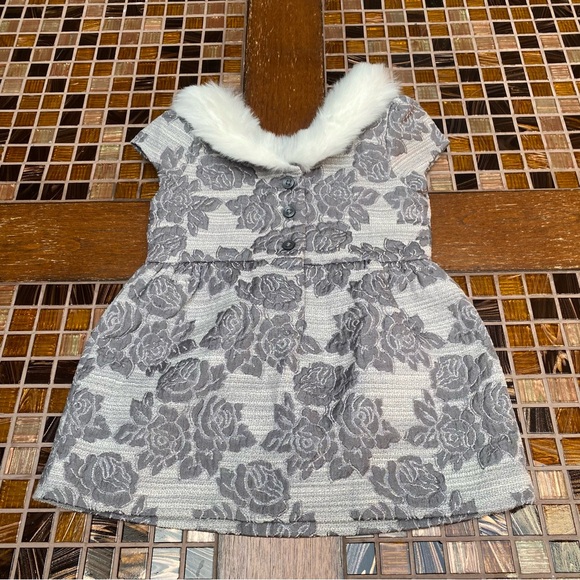 Janie and Jack Special Occasion Faux Fur Collar Jacquard Dress - Picture 6 of 10